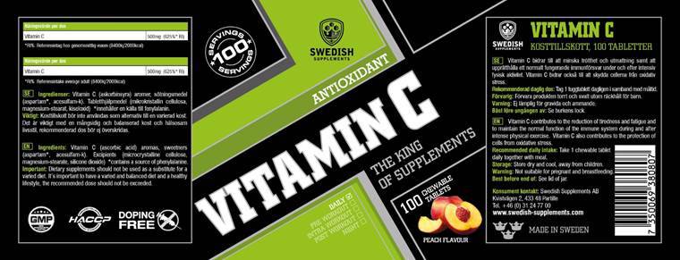 Vitamin C 500 mg - 100 Дъвчащи таблетки - Feel You