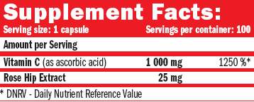 Vitamin C /with Rose Hips/ 1000mg. / 100 Caps. - Feel You