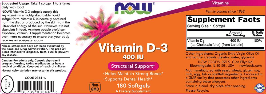 Vitamin D-3 400 IU - 180 Гел капсули - Feel You