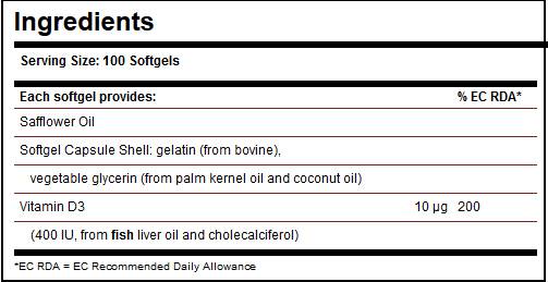 Vitamin D3 400 IU - 100 Гел капсули - Feel You