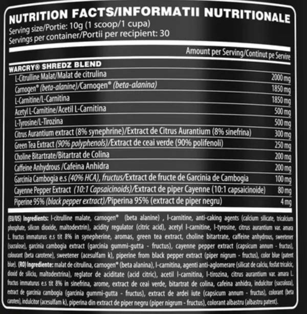 Warcry Shredz | Thermogenic Powder - 300 грама - Feel You