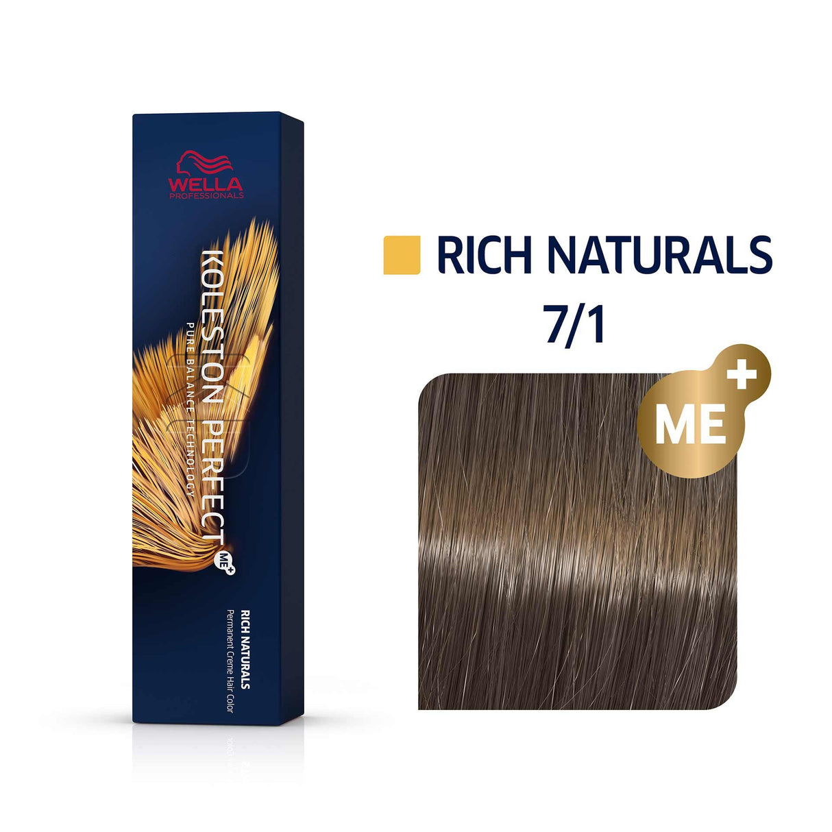 Wella Professionals, Koleston Perfect Me+, Permanent Hair Dye, 7/1 Medium Ash Blond, 60 ml - Feel You