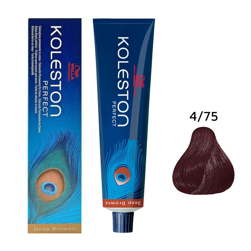 Wella Professionals, Koleston Perfect, Permanent Hair Dye, 4/75 Medium Brown Mahogany Brown, 60 ml - Feel You