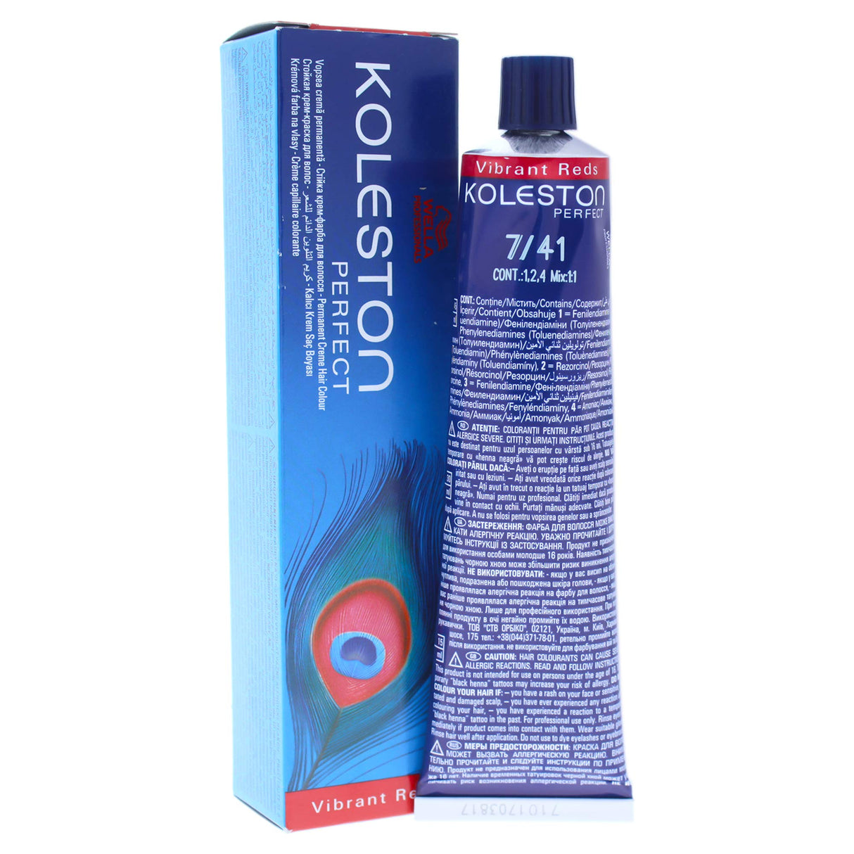 Wella Professionals, Koleston Perfect, Permanent Hair Dye, 7/41 Medium Red Ash Blonde, 60 ml - Feel You