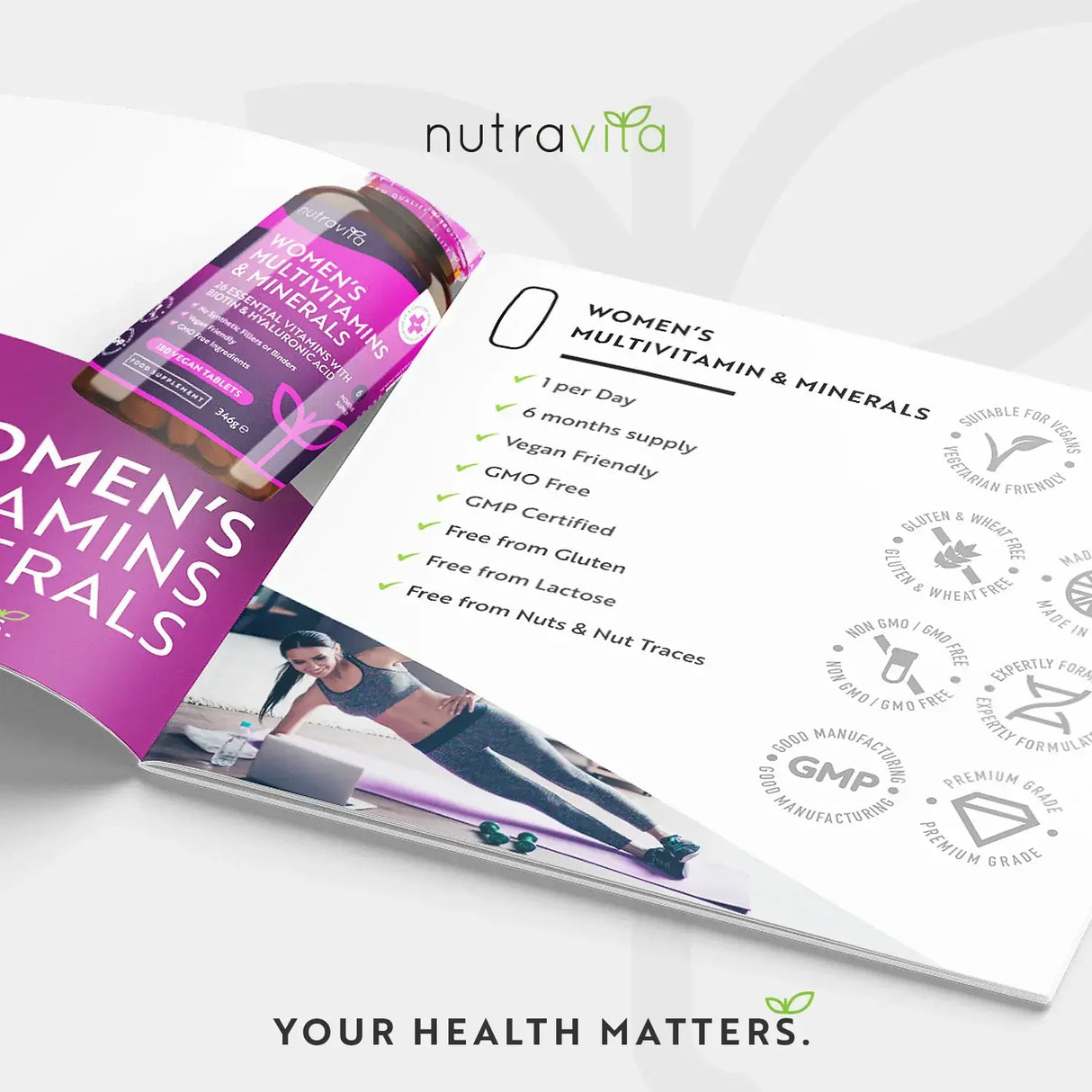 СРОЧЕН / Women's Multivitamins with Biotin and Hyaluronic Acid 180 Vegan Tablets - Feel You