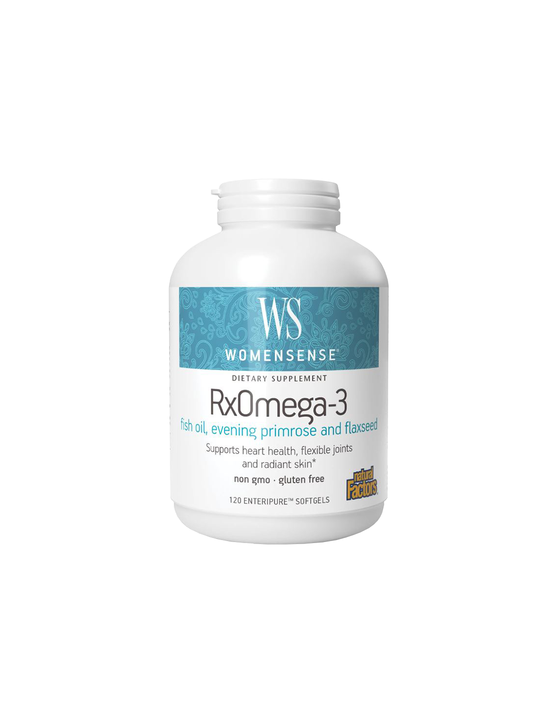 Рибено масло, вечерна иглика и ленено семе WomenSense Rx Omega-3 - Женско здраве, 120 софтгел капсули Natural Factors - Feel You