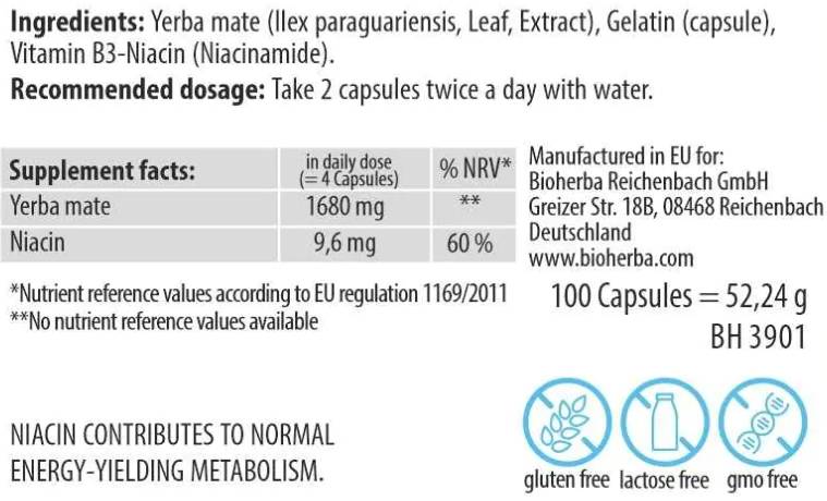 Yerba Mate (4:1) - 100 капсули - Feel You