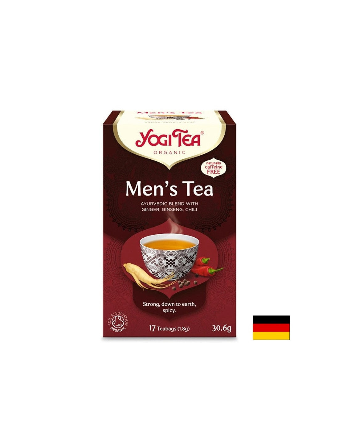 Yogi Tea Men's Tea – аюрведичен чай за мъже с джинджифил, женшен и кардамон, БИО, 17 филтърни пакетчета - Feel You