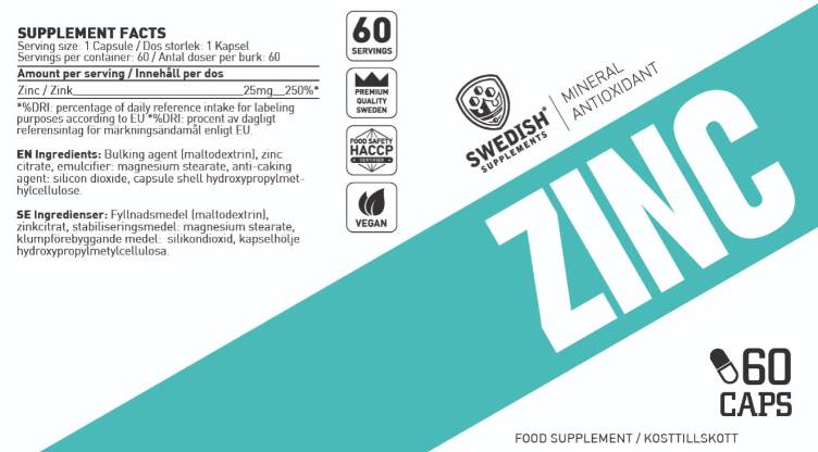 Zinc 25 mg | as Zinc Citrate - 60 капсули - Feel You