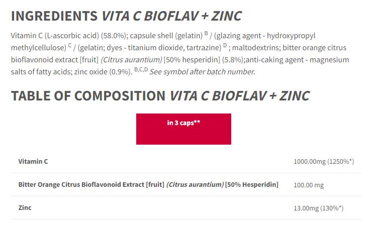 Vita C Bioflav + Zinc - 90 капсули - Feel You