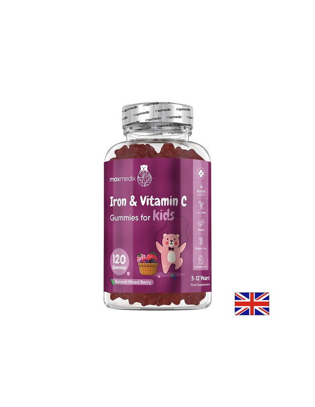 Анемия - Желязо 7 mg + Витамин С 10 mg (за деца), 120 желирани таблетки, с вкус на горски плодове - Feel You