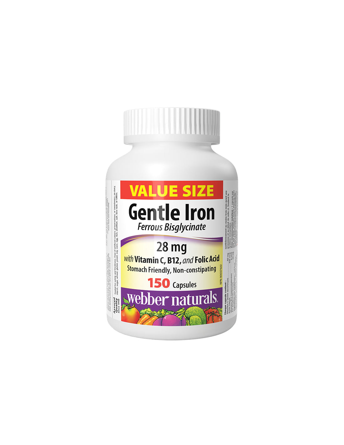 Анемия - Желязо (железен бисглицинат с витамин С, В12 и фолиева киселина), 150 V капсули - Feel You