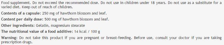 Hawthorn Flower & Leaf 250 mg - 100 капсули - Feel You