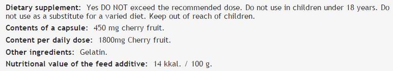 Tart Cherry 450 mg - 100 капсули - Feel You