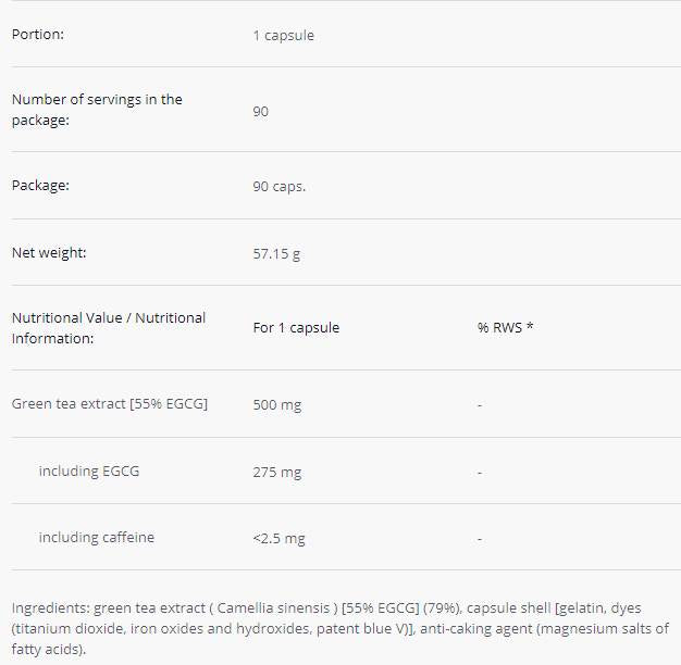 Green Tea | 55% EGCG - 90 капсули - Feel You