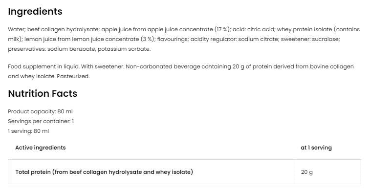 Protein Shot | Whey Isolate + Beef Hydrolysate Matrix - 20 x 80 мл - Feel You