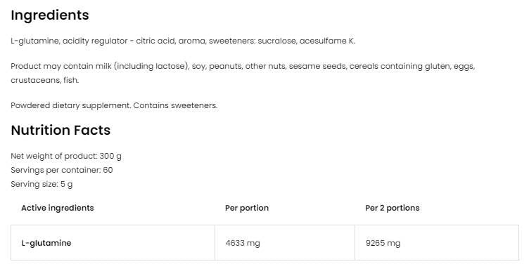 Glutamine Powder - 300 грама - Feel You