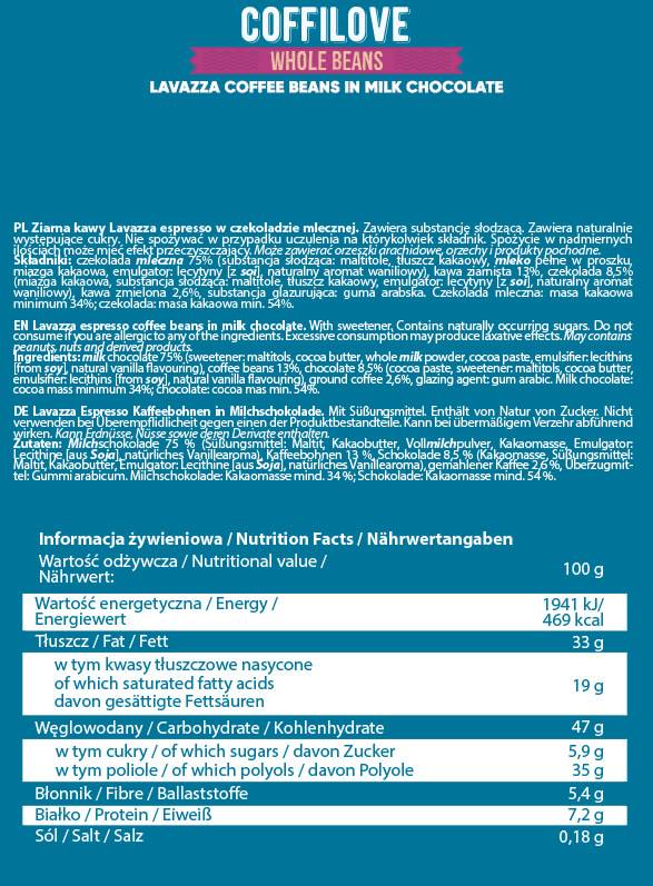 CoffiLove | Whole Arabica Coffee Beans in Milk Chocolate - 300 грама - Feel You