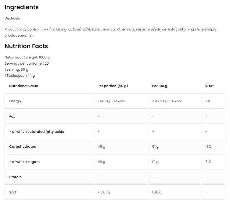 Dextrose - 1000 грама - Feel You