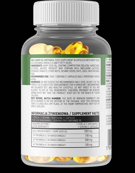 Конопено Масло / Omega 3-6-9 Complex 90 Гел капсули - Feel You