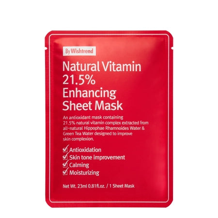 By Wishtrend - Natural Vitamin C21 5% Enhancing Sheet Mask - 1pc/23ml