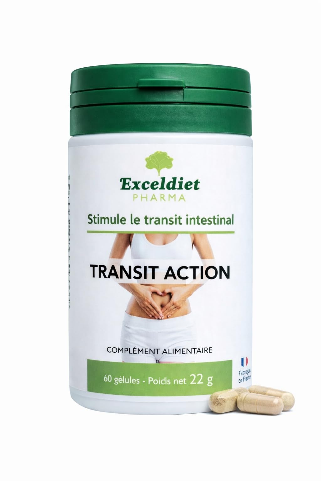 Exceldiet Pharma, Transit Action, Fights Occasional Constipation & Regulates Slow Transit, Capsules, 60 Capsules, 22 g