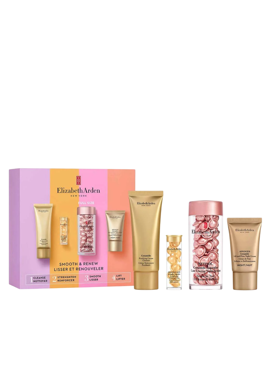 Set Elizabeth Arden: Ceramide, Eliminates Impurities, Cleansing Cream, 50 ml + Advanced Ceramide, Lift & Firm, Night, Cream, For Face, 15 ml + Advanced Ceramide, Restores, Serum Capsules, Face, 7 pcs + Retinol, Ceramide, Reduces Fine Lines & Wrinkles, ... - Feel You