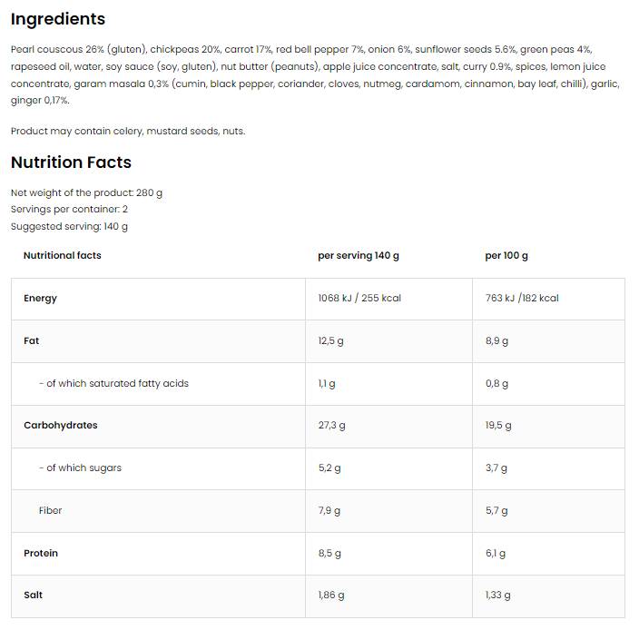 Vege Dish with Pearl Couscous and Chickpeas | Ready-To-Eat Meal 280 грама - Feel You