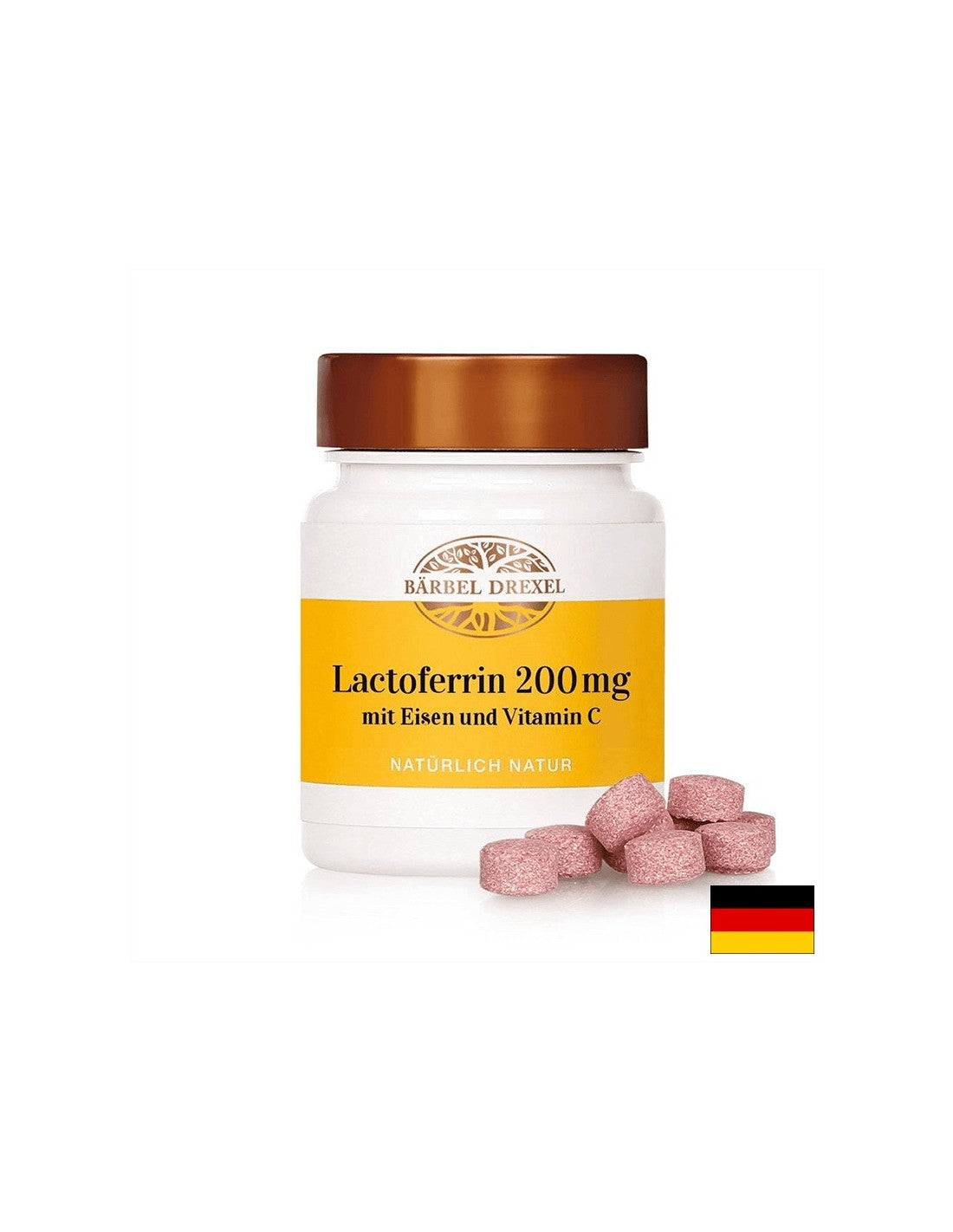 Лактоферин + желязо и витамин С от шипка - Имуноукрепваща, противоанемична и тонизираща формула, 60 таблетки за смучене - Feel You