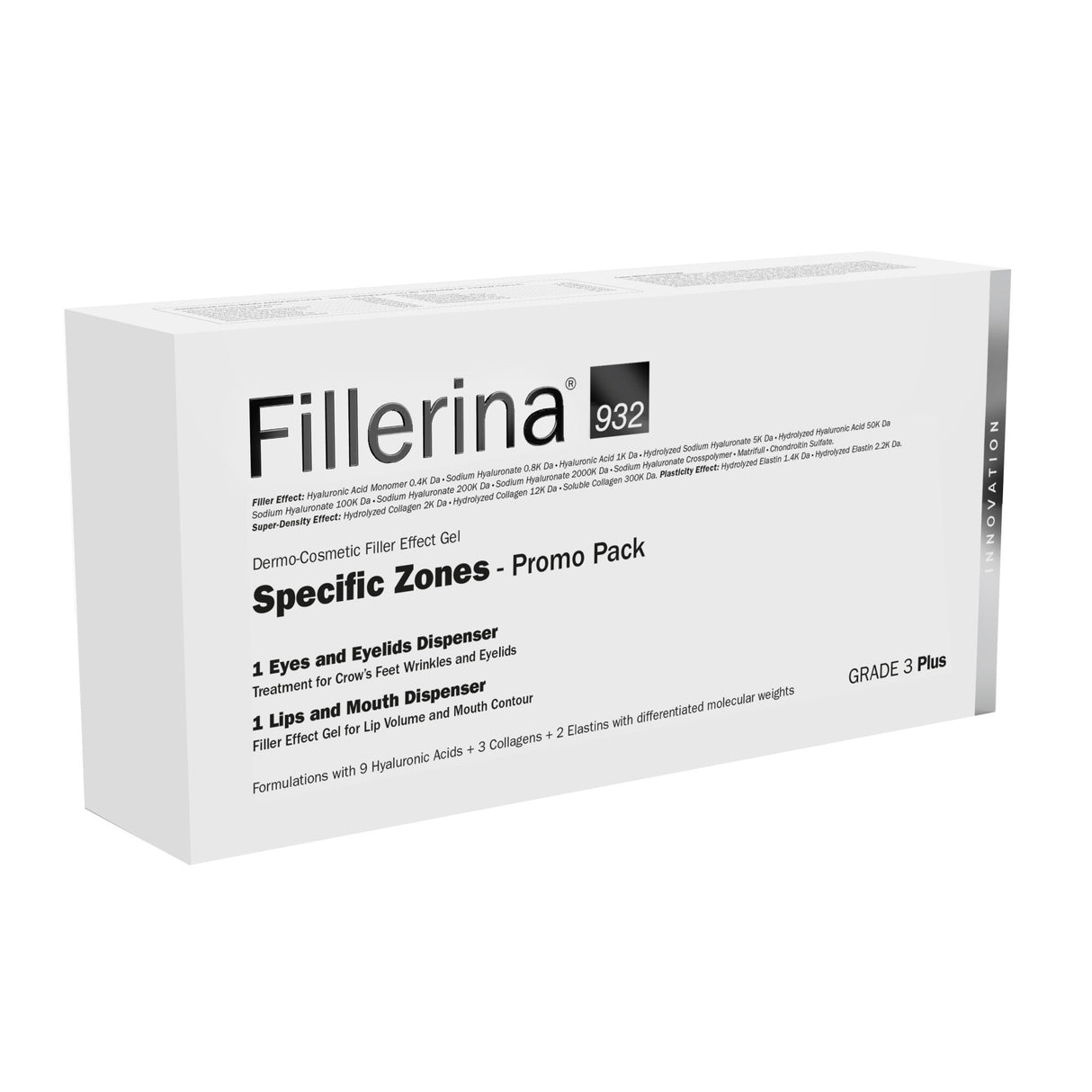 Set Labo: Fillerina 932 Specific Zones Grade 3 Plus, Hyaluronic Acid, Volumizing, Local Treatment Cream, For Lips, 7 ml + Fillerina 932 Specific Zones Grade 3 Plus, Anti-Wrinkle, Day & Night, Local Treatment Cream, For Eyes & Eyelids, 15 ml - Feel You