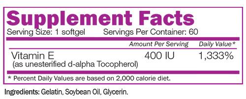 Natural Vitamin E 400 IU - 60 Гел капсули - Feel You