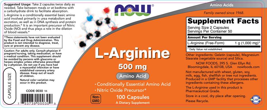 L-Arginine 500 mg - 100 капсули - Feel You