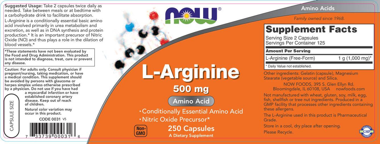 L-Arginine 500 mg - 100 капсули - Feel You