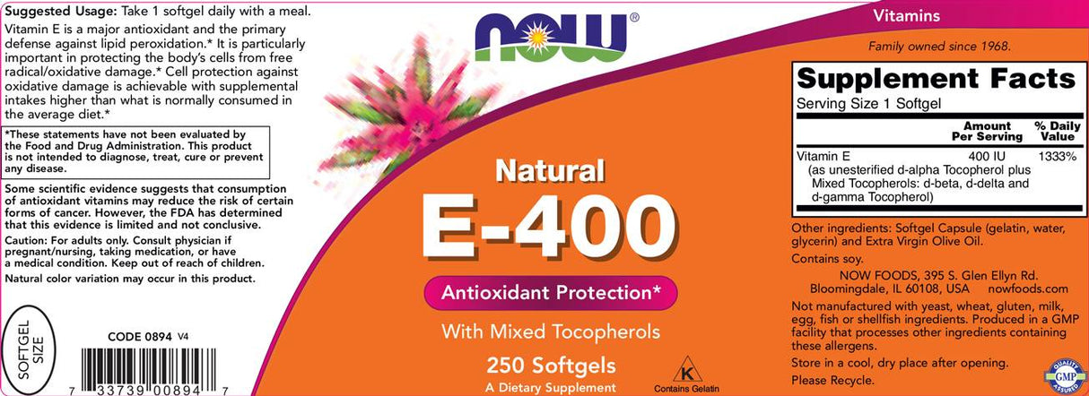 Vitamin E-400 IU MT - 100 Гел капсули - Feel You