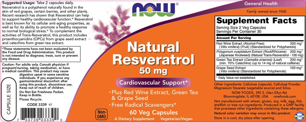 Natural Resveratrol 50 mg - 60 капсули - Feel You