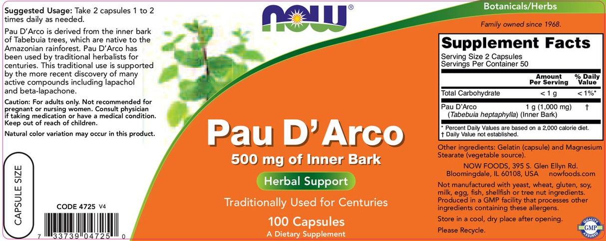 Pau D' Arco 500 mg - 100 капсули - Feel You