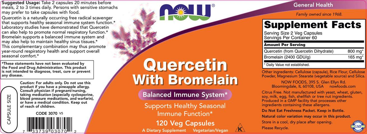 Quercetin with Bromelain - 120 капсули - Feel You