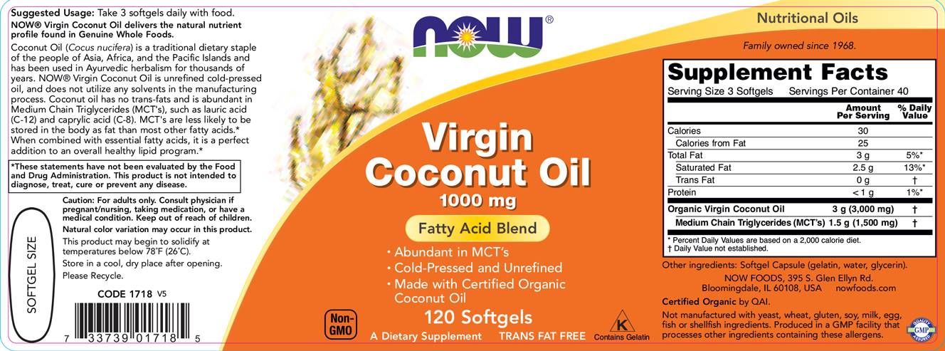 Virgin Coconut Oil 1000 mg - 120 Гел капсули - Feel You