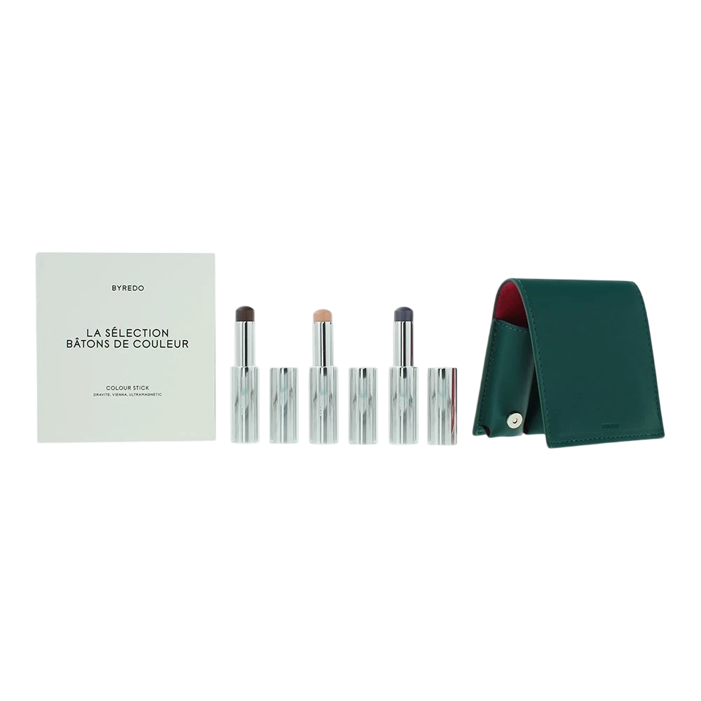 Deep Teal Set Byredo: Colour Stick, Multifunctional, Eyeshadow Stick, 509, Solar Flare, 3.5 g + Colour Stick, Multifunctional, Eyeshadow Stick, Kumato Face, 3.5 g + Colour Stick, Multifunctional, Eyeshadow Stick, Flower Play, 3.5 g + Byredo, GWP Leathe... - Feel You