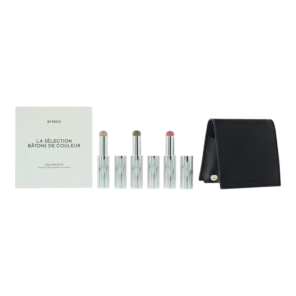 Dark Blue Set Byredo: Colour Stick, Multifunctional, Eyeshadow Stick, 509, Solar Flare, 3.5 g + Colour Stick, Multifunctional, Eyeshadow Stick, Kumato Face, 3.5 g + Colour Stick, Multifunctional, Eyeshadow Stick, Flower Play, 3.5 g + Byredo, GWP Leathe... - Feel You