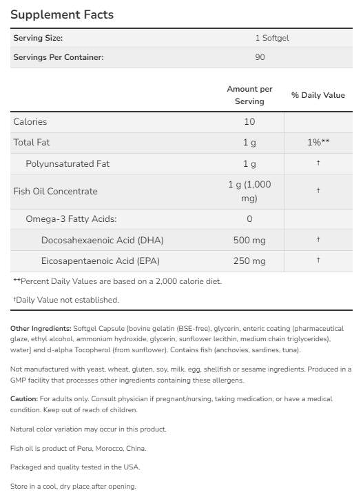 DHA - 500 Double Strength - 180 Гел капсули - Feel You