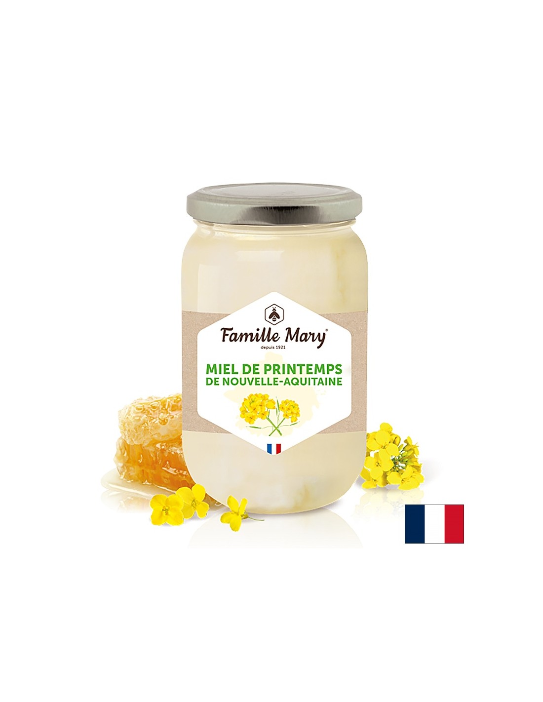 Пчелен мед от пролетни цветя от района на Нова Аквитания (Франция), 500 g - Feel You