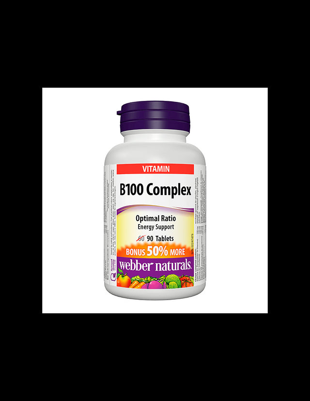Сърдечно-съдово здраве, енергия, мозъчна дейност - Витамин В100 Комплекс, 90 таблетки - Feel You