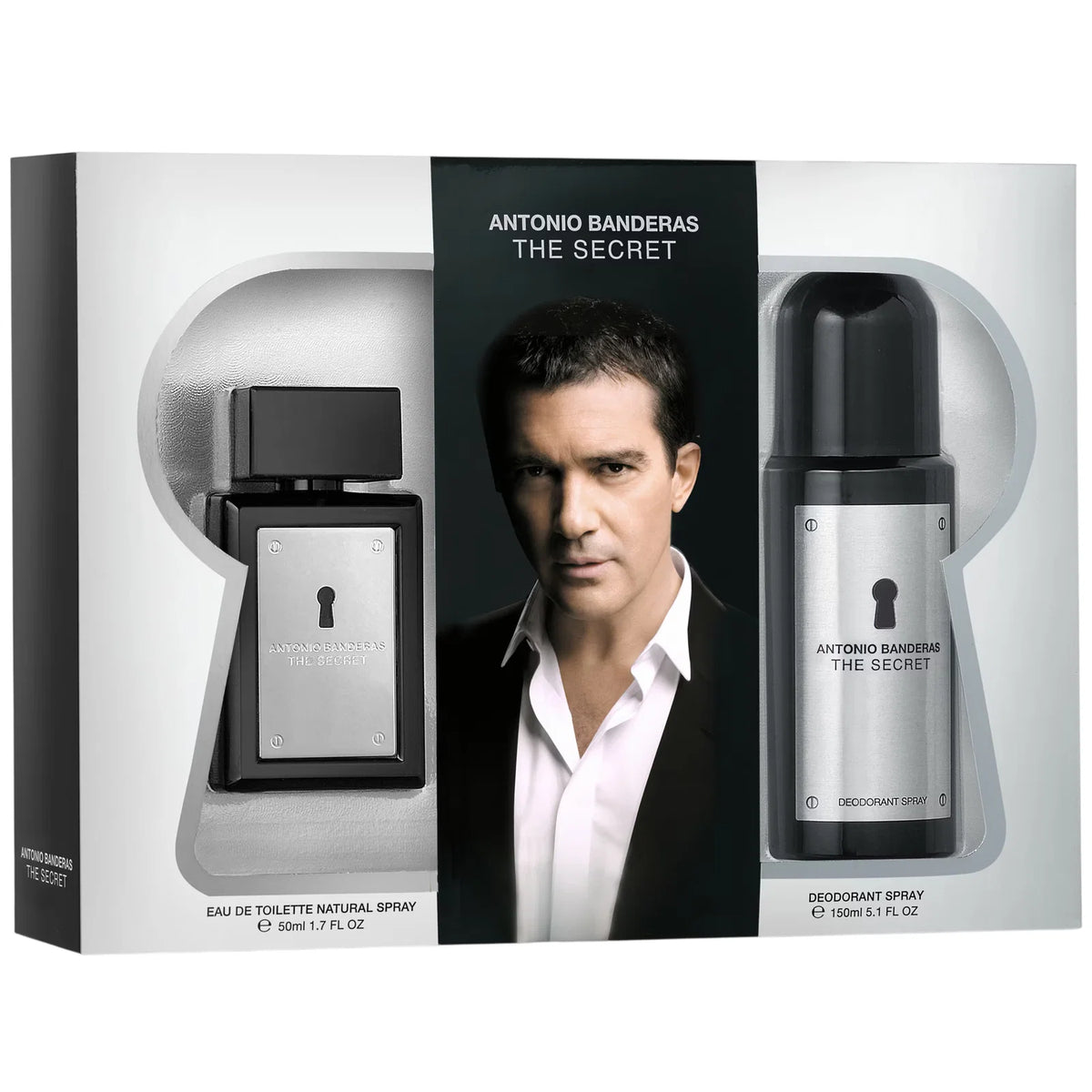 Set Antonio Banderas: The Secret, Eau De Toilette, For Men, 50 ml + The Secret, Anti-Perspirant, Deodorant Spray, For Men, 150 ml