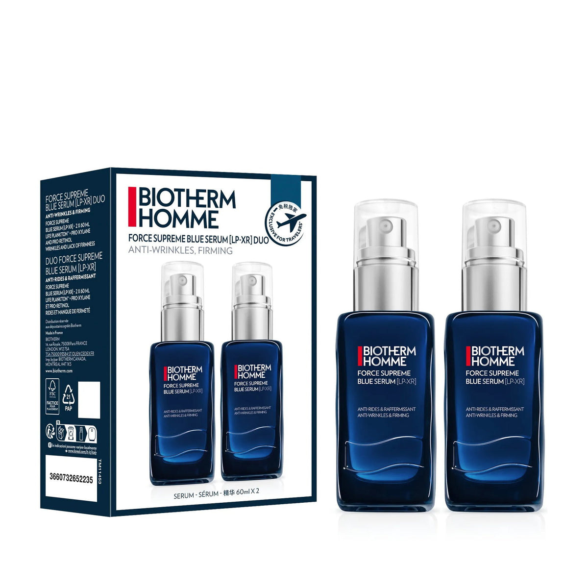 Set Duo, Biotherm, Force Superme Blue, Anti-Aging, Daily, Serum, For Face, 2 pcs, 60 ml