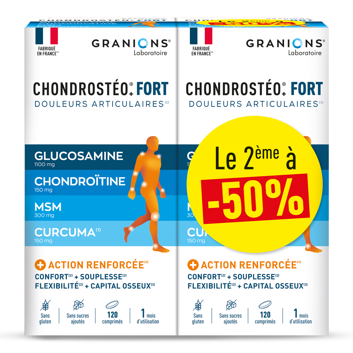 Set Duo, Granions, Chondrosteo+Forte, Support Joint Mobility, Flexibility & Comfort, Capsules, 120 capsules