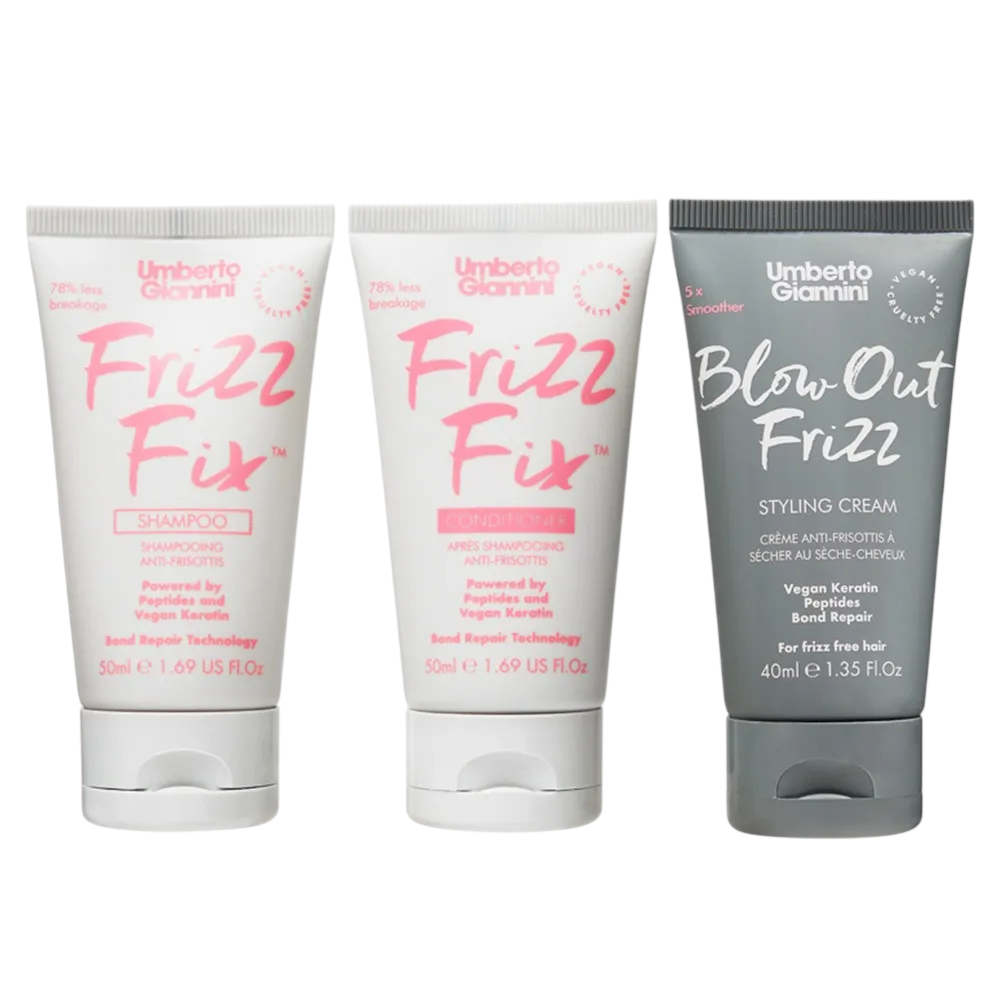 Set Umberto Giannini: Frizz Fix, Hair Shampoo, Anti-Frizz & Repairing, 50 ml + Frizz Fix, Hair Conditioner, Anti-Frizz & Repairing, 50 ml + Blow Out Frizz, Hair Styling Cream, 40 ml