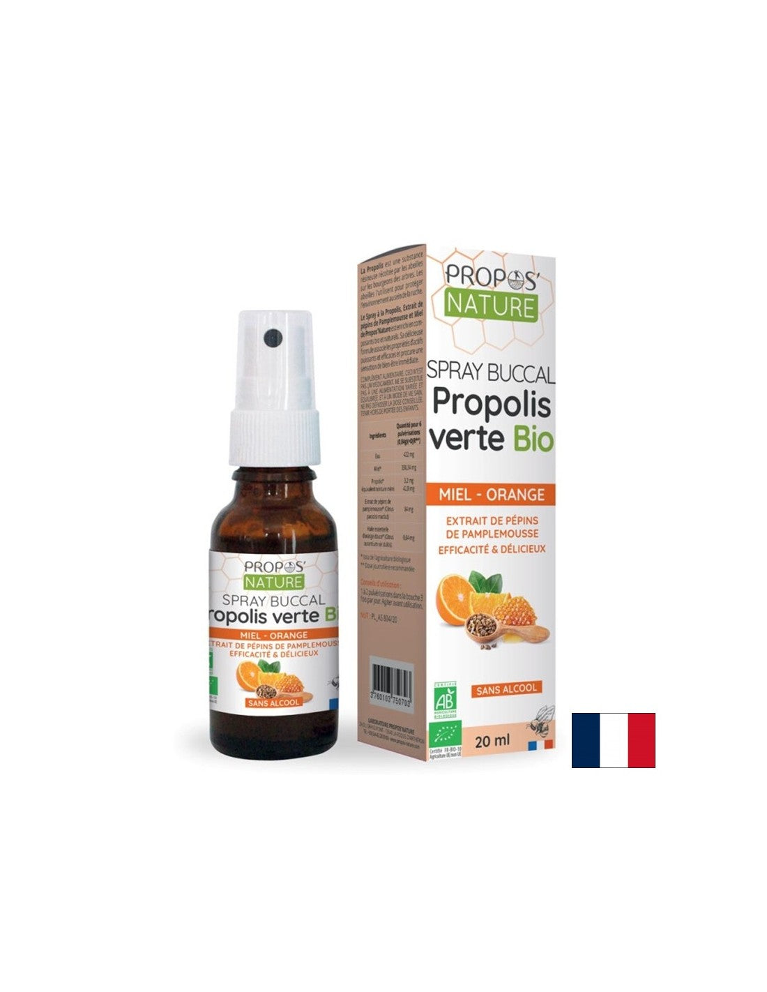 Спрей за гърло с екстракт от прополис, пчелен мед, грейпфрут (семена) и масло от мента, 20 ml - Feel You