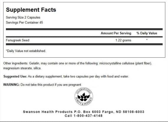 Fenugreek Seed 610 mg - 90 капсули - Feel You
