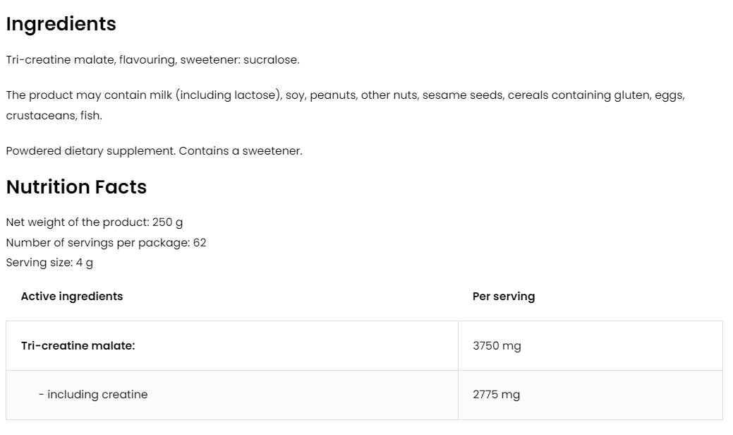 Tri Creatine Malate Powder - 500 грама - Feel You